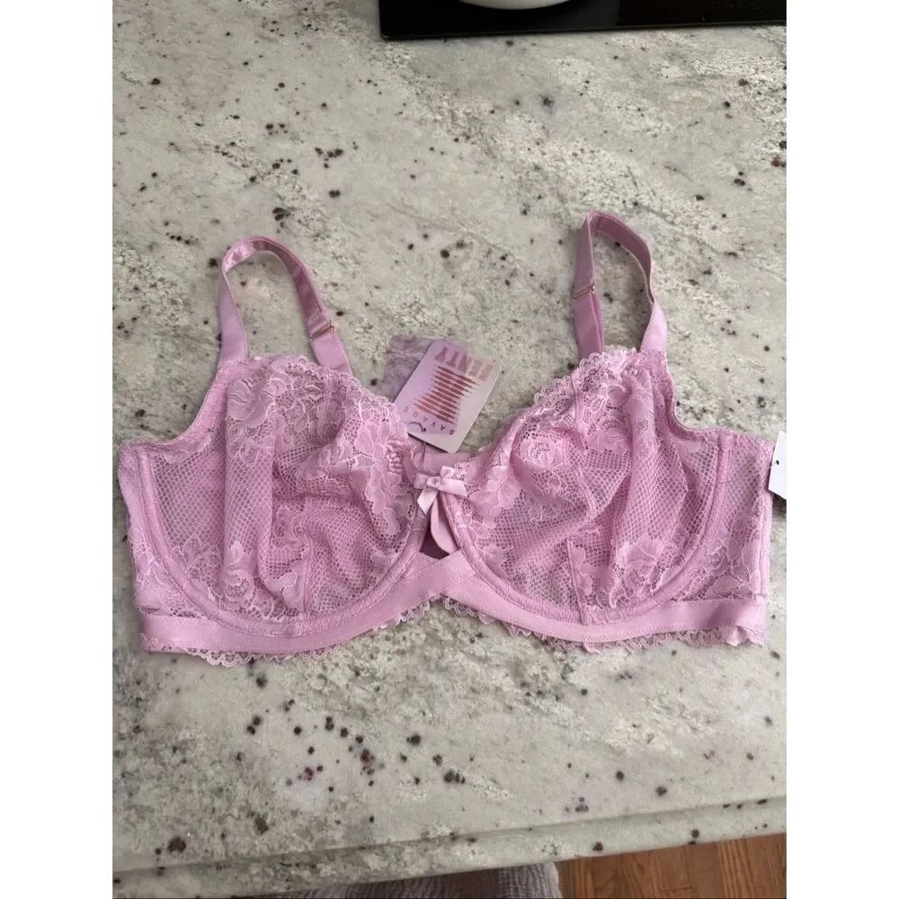 Savage Fenty Pink Lace Balconette Bra sz 42DD NWT